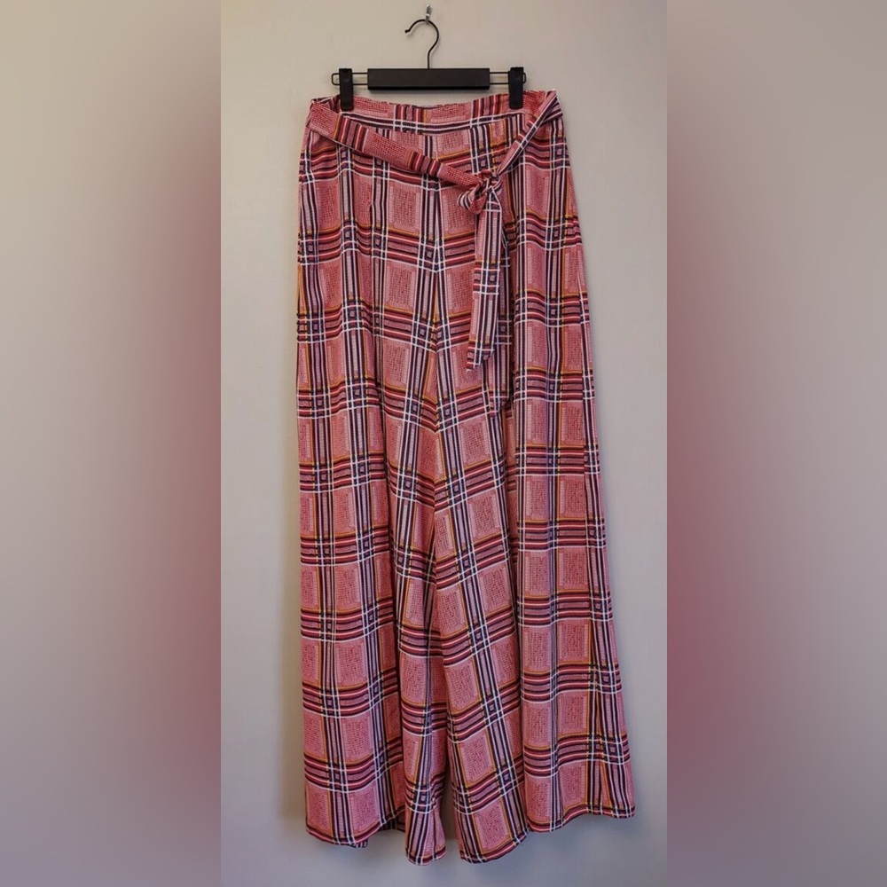 Calvin Tran Plaid checkered flowy pants with shorts